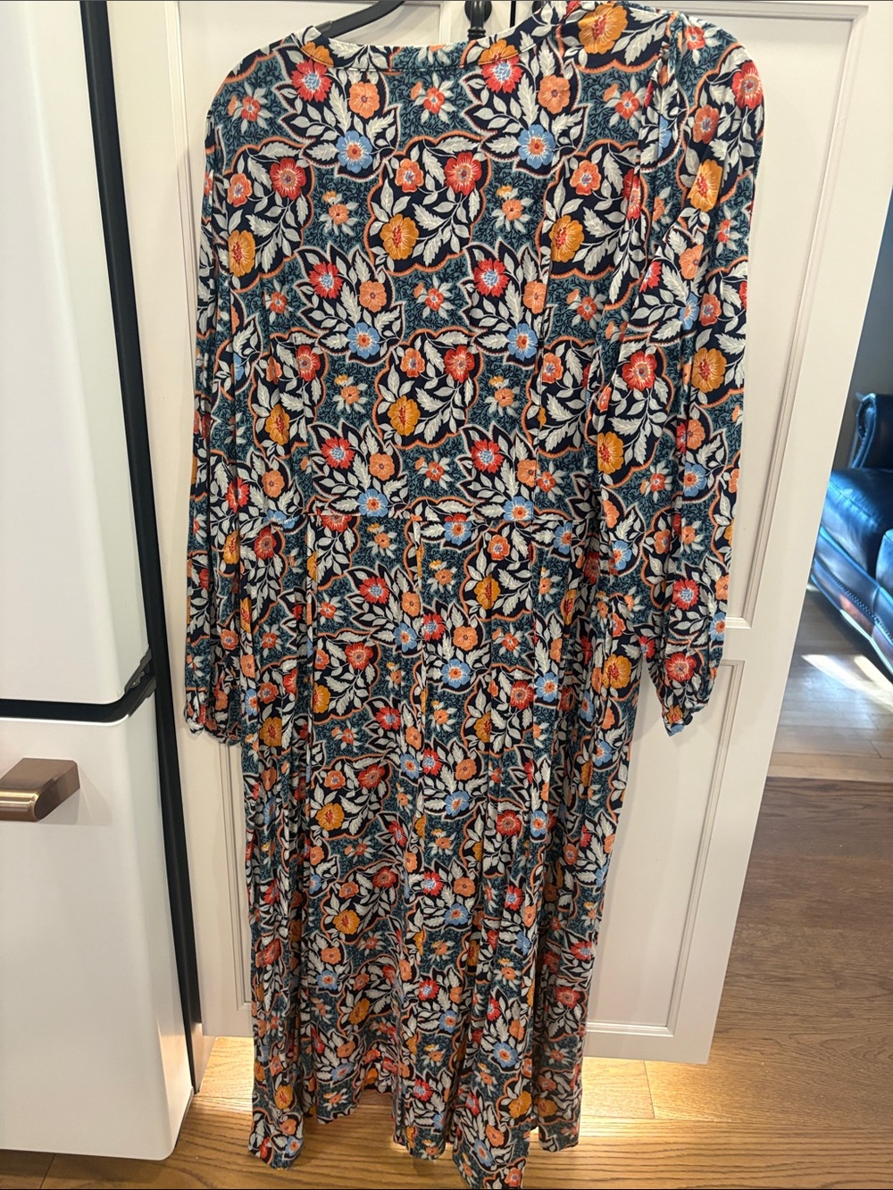 Universal Thread Floral Maxi Dress in Navy, Red, Yellow - Picture 2 of 2